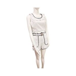 White Sleeveless Ruffle Top and Shorts Set